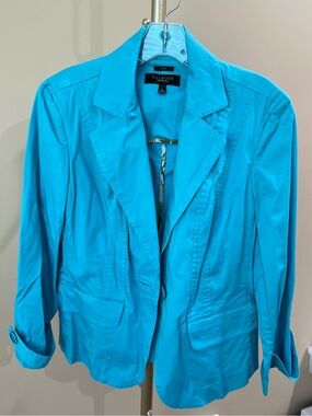 Talbots Bright Turquoise Cotton Blazer Jacket